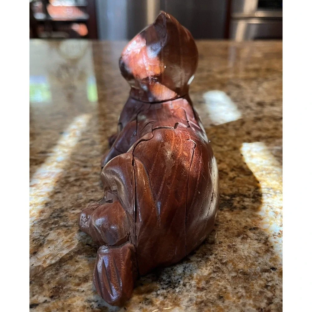 Vintage Wooden Cat Puzzle 3D Figure Numerous Pieces Great Details 7